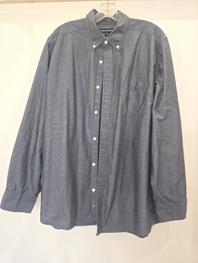 Tricots St. Raphael Mens XL Dark Gray Long-Sleeve Cotton Button Down Shirt
